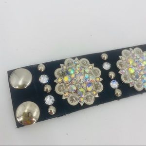 Leather Cuff Australian Crystals Custom Made